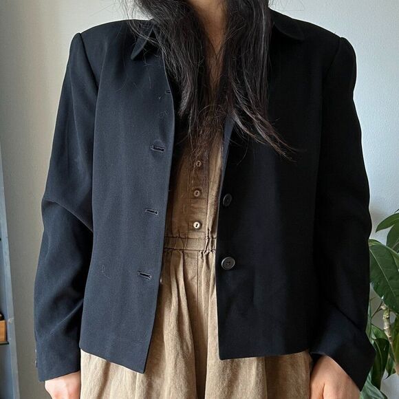 Linda Allard Ellen Tracy Blazer Sz‎ 12 Black Evening Suit Jacket work formal - Picture 4 of 7